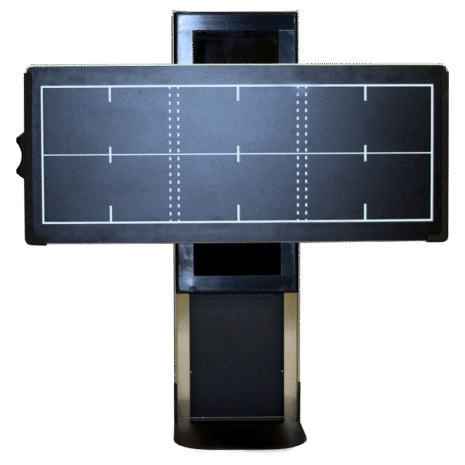 5-Hero-Landscape-with-grid Front view of a tall cart with a large horizontal panel featuring a grid pattern