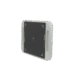 White protective case with handles and a black panel featuring a crosshair design