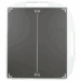 Front view of a black X-ray grid with white alignment markers and a white protective frame featuring two handles