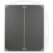 Front view of a black X-ray grid with white alignment markers and a white protective frame featuring two handles