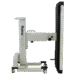 Side view of a mobile X-ray panel holder with Reina Imaging branding, adjustable arm, and four caster wheels.