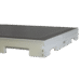 Close-up of a white plastic frame with a black panel and cut-out slots