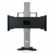 Front view of a tall equipment stand with wide black mounting panel featuring multiple attachment points