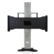 Front view of a tall equipment stand with wide black mounting panel featuring multiple attachment points