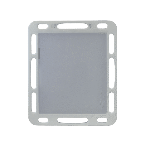 6-NDT4HFE_BACK Front view of a white case with multiple side openings and handle cutouts.