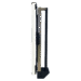 Side view of a tall metal cart with adjustable frame and white panel