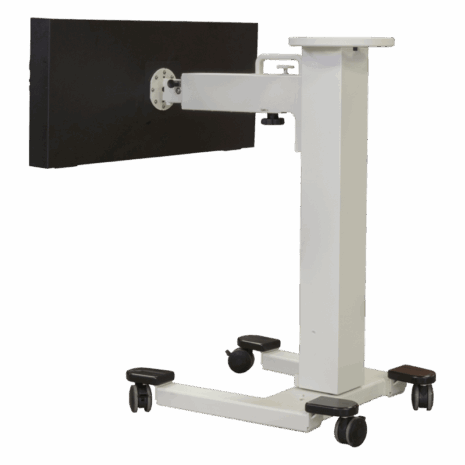 7-pospll-back-hero-lat Angled rear view of mobile X-ray panel stand with detector in lateral position