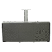 Horizontal mobile X-ray panel holder with three alignment grids and a central support column on caster wheels.