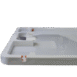 Angled view of a white panel with integrated handle and orange tether slots along the frame.