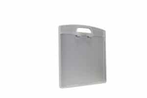 Gray flat panel with integrated handle, shown from the front