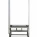 Metal frame structure with a white bench and integrated slots for components