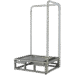 Metal frame platform with a single vertical handle and square base, angled view