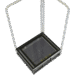 Top-down view of a square platform with two vertical handles and a black panel surface