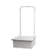 Single-step footstool with a flat top and a vertical metal handrail
