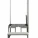 Metal step platform with two steps, a top platform, and a tall handrail