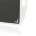 Close-up of a black X-ray grid corner with a white frame and handle.