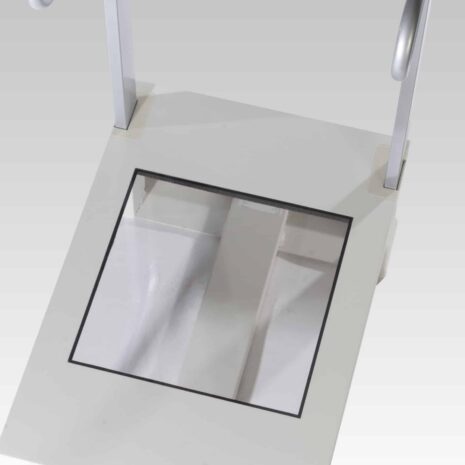 IMG_0036-scaled Top view of a white metal frame with two vertical handles and a square cutout in the center