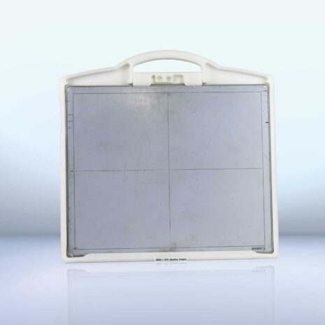 IMG_1713-scaled-1 Front view of a gray flat panel with integrated handle and visible grid lines
