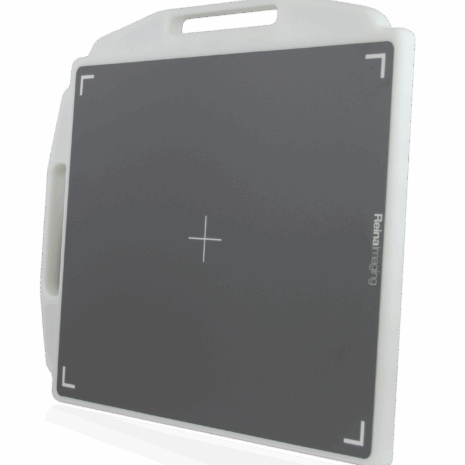 PB2HNG14_HERO Gray imaging panel with a white frame, alignment markers, and two side handles shown at an angle.