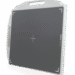 Gray imaging panel with a white frame, alignment markers, and two side handles shown at an angle.