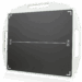 Black X-ray grid with white alignment markers and a white protective frame featuring multiple handles