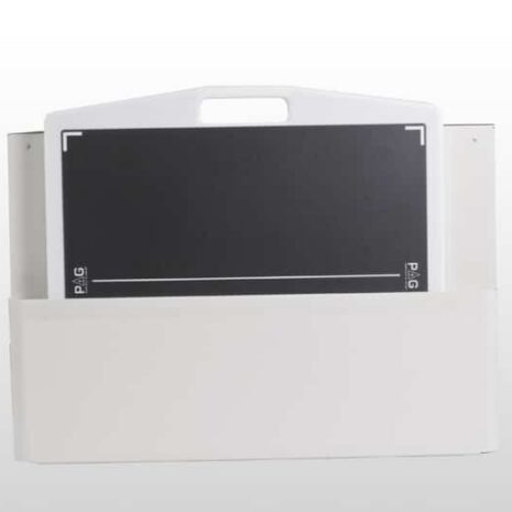 PGP-ACTION White wall-mounted holder with a black rectangular panel inside