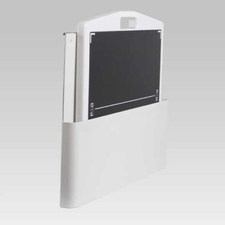 PGP-ACTION-HERO White wall-mounted holder with a black rectangular panel partially inserted