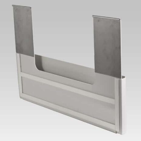PGP-BACK Metal and plastic mounting bracket with two vertical plates and a horizontal base