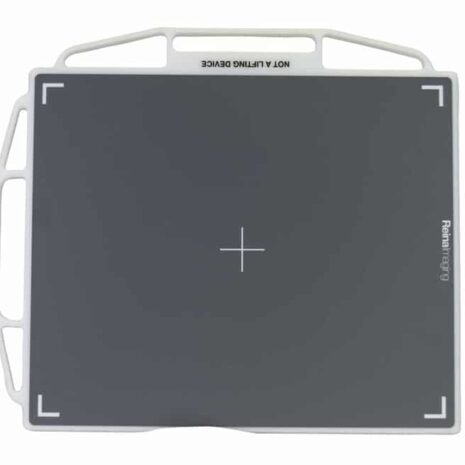 PHB1417_TUBE-scaled-1 Gray imaging panel with a white frame, alignment markers, and multiple side handles labeled “Not a lifting device.”