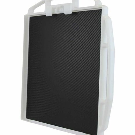 PHBNH14_BACK-HERO-scaled-1 Black carbon-fiber imaging panel with a white frame and multiple side handles shown at an angle.