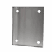 Angled view of a flat metal plate with four circular mounting holes