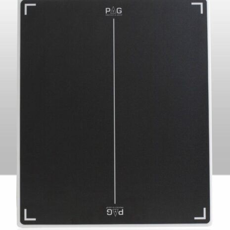 PS1417-fron-scaled Front view of a black X-ray grid with white alignment markers, encased in a white protective frame