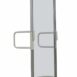 Mobile protective shield with clear panel, side handles, and caster wheels.