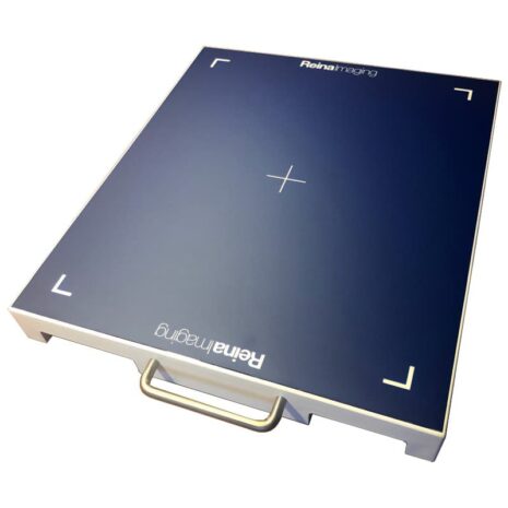 WDDR14-H Flat rectangular imaging panel with a dark blue surface, white frame, and a metal handle on one side.