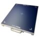 Flat rectangular imaging panel with a dark blue surface, white frame, and a metal handle on one side.