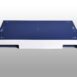Flat rectangular imaging panel with a dark blue surface, white frame, and two open slots on the sides for handling.