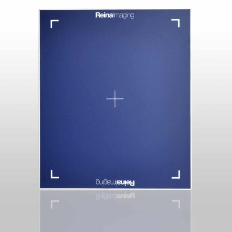 WDDR14_upright-scaled Square imaging panel with a dark blue surface, white frame, and alignment markers at the corners.