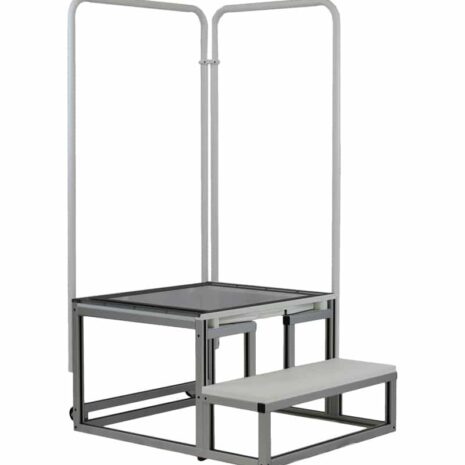 hero Metal frame structure with two vertical handles, a square platform, and a lower step, shown without back panel
