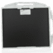 Black carbon-fiber imaging panel with a white frame, multiple side handles, and a label at the top center.