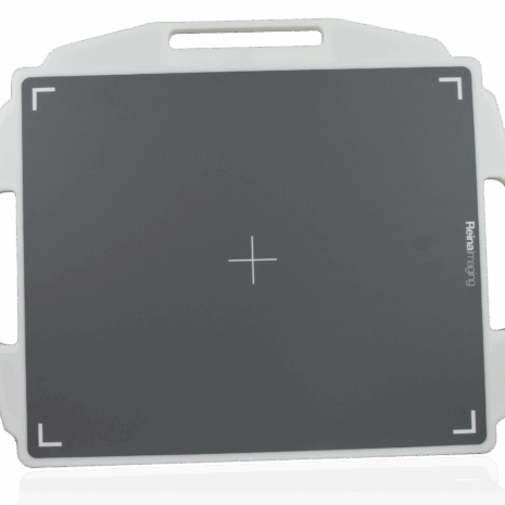 pb3hng14_rev1-1 Gray imaging panel with a white frame, alignment markers at the corners, and three built-in handles.