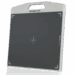 Angled view of a gray panel with white frame, integrated handle, and alignment markers.