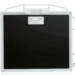 Black carbon-fiber imaging panel with a white frame, multiple side handles, and a label at the top center.