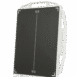Front angled view of a black X-ray grid with white alignment markers, encased in a white protective frame with multiple handles