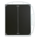 Front view of a black X-ray grid with white alignment markers, encased in a white protective frame with multiple handles