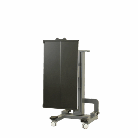 posp80i_hero2 Medical imaging table in upright storage position with wheels