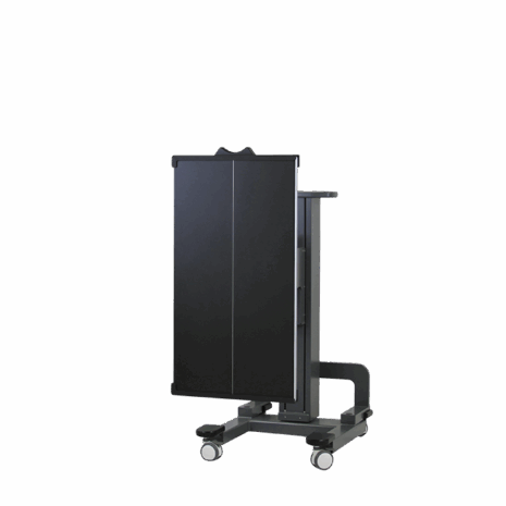 posp80i_hero3 Medical imaging table in upright storage position with wheels