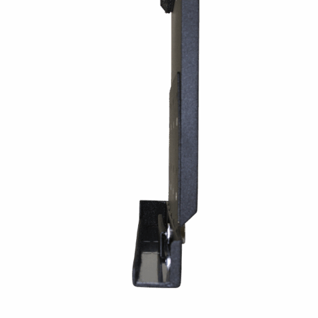posp80i_profile_detail4 Close-up view of a black metal bracket with flat base and mounting screw