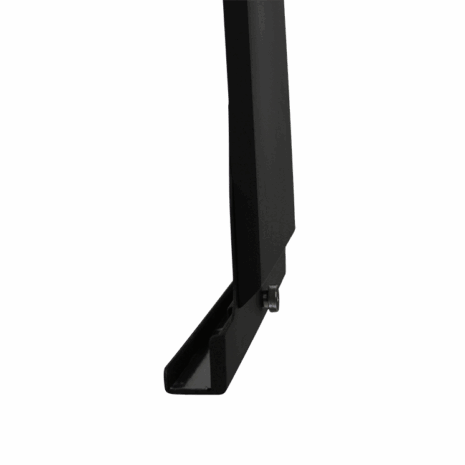 posp80i_profile_detail5 Close-up view of a black metal bracket with angled design and mounting hardware