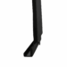 Close-up view of a black metal bracket with angled design and mounting hardware