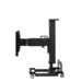 Adjustable medical imaging table in vertical position with wheels, shown in side profile